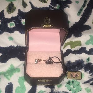 Juicy couture size 5 cherry charm ring gold!